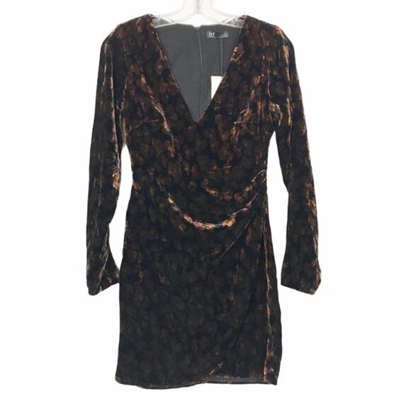 Zara TRF Leopard Print Velour Ruched Long Sleeve Dress Sz XS - Picture 1 of 8